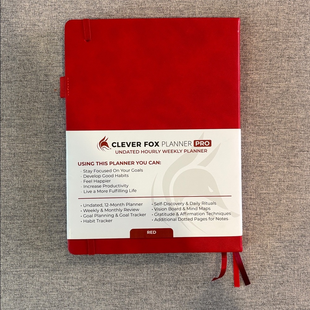 Clever Fox Planner PRO Hourly Weekly Planner - Red Leather 📕 - Picture 2 of 11